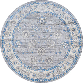 Modern Persian Moroccan Gray/Blue 6' Round Area Rug