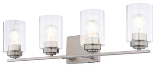 Park Ridge 4.75" 1-Light Black Bathroom Vanity Fixture, Clear Glass Shade, Satin Nickel, 4-Light