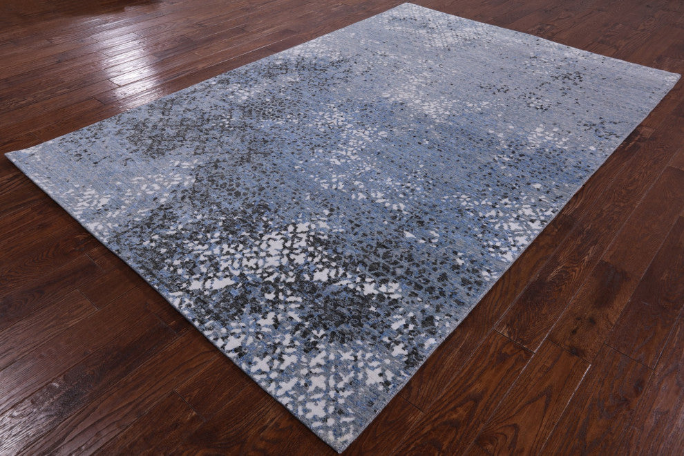 Abstract Wool and Silk Hand Knotted Rug 6' 0" X 9' 0" Q7189