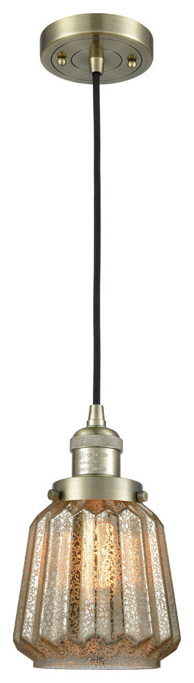 Chatham 1-Light Mini Pendant, Antique Brass, Mercury