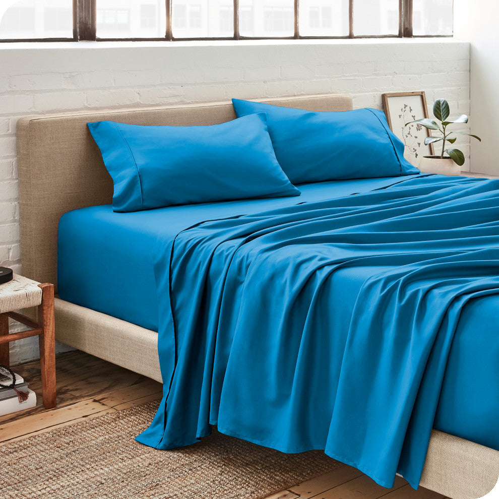 Bare Home Twin XL 1800 Microfiber Sheet Set, Medium Blue