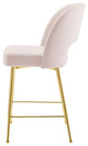 Counter Stool Chair, Velvet, Metal, Pink, Modern, Bar Pub Cafe Bistro Restaurant