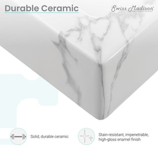 Voltaire Wide Rectangle Vessel Sink, White Marble