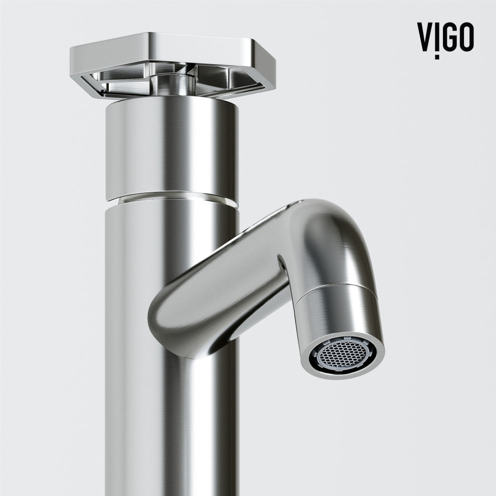 VIGO Ruxton 12" H Single Handle Single Hole Bathroom Vessel Faucet, Brushed Nickel
