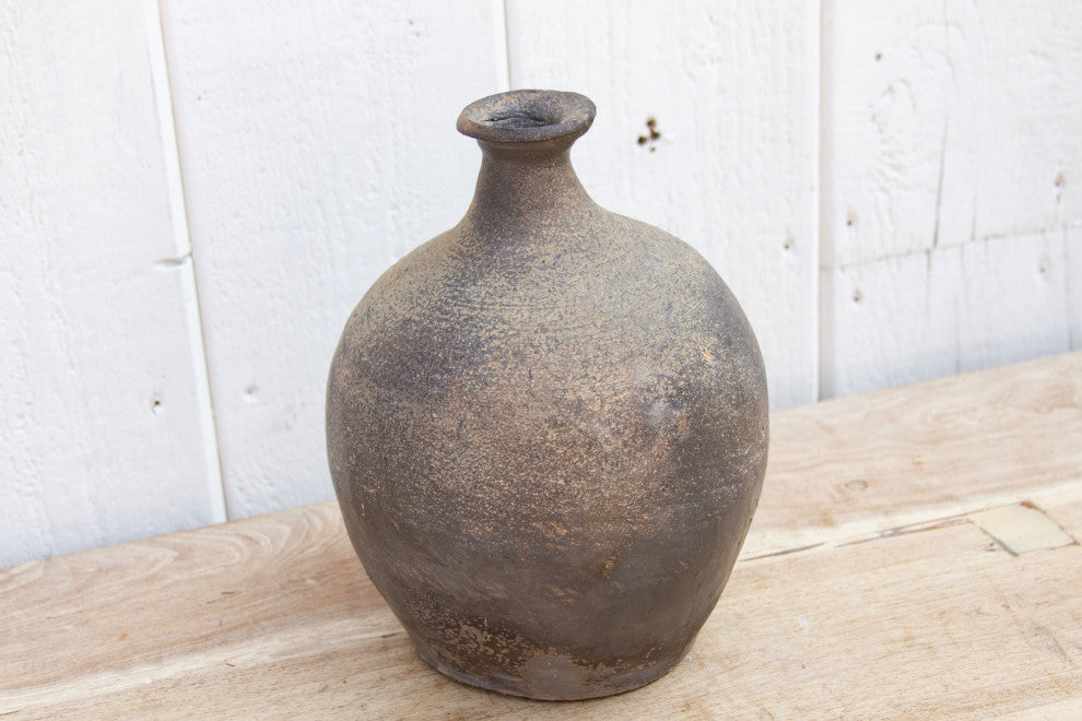 Primitive Ash Glazed Ceramic Bottle