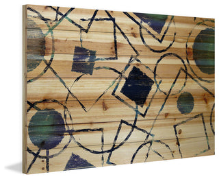 "Shape Party" Painting Print on Natural Pine Wood