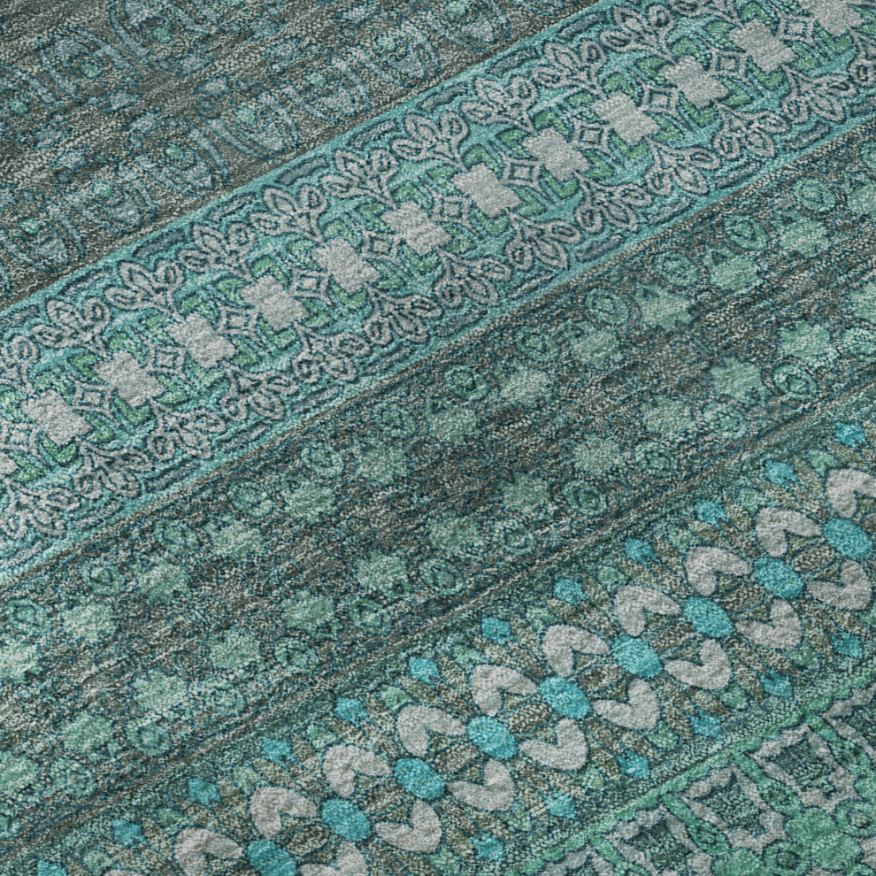 Premium Machine Washable Mayfield AMF527 Turquoise 8' x 10' Rug