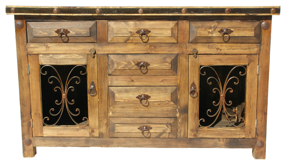 Rustic Saint Andrew Bathroom Vanity, 48"x22"x32", Side Drawers Fake