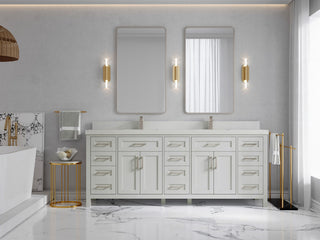 Cambridge 84 Double Sink Bath Vanity in Coventry Gray 2" Carrara Quartz