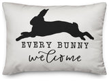 Black Every Leaping Bunny Welcome 14x20 Lumbar Pillow