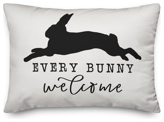Black Every Leaping Bunny Welcome 14x20 Lumbar Pillow