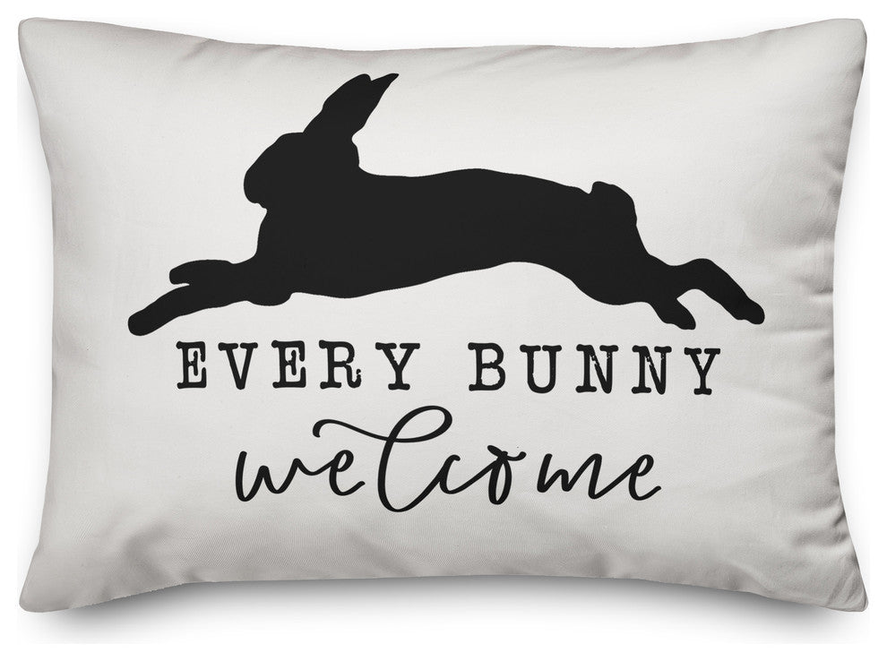 Black Every Leaping Bunny Welcome 14x20 Lumbar Pillow