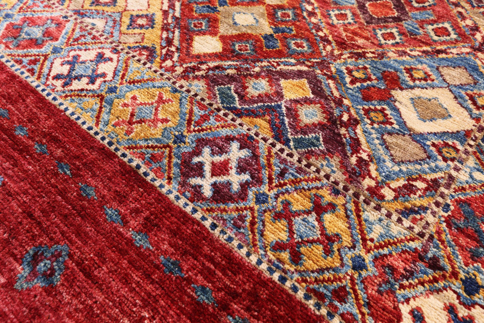 6' 3" X 9' 7" Hand Knotted Tribal Khorjin Wool Rug Q10755
