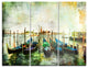"Venetian Gondolas" Painting Metal Wall Art, 3 Panels, 36"x28"