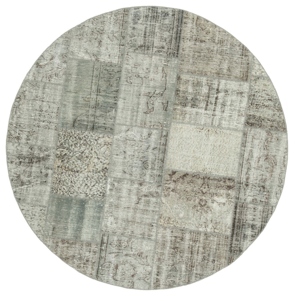 Rug N Carpet - Handmade Anatolian 6' 7" x 6' 7" Rustic Round Patchwork Rug