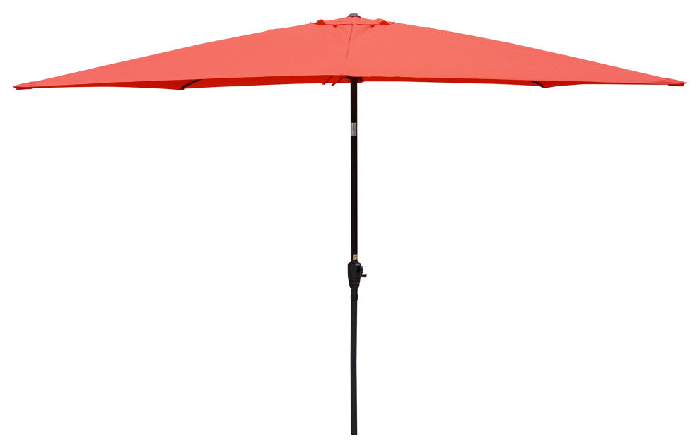 9' Outdoor Patio Market Umbrella With Push Button Tilt and Crank, Brick Red