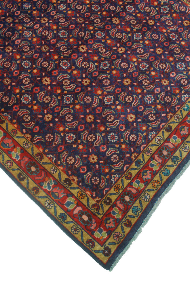 Fine Vintage Distressed Orlan Navy/Red Runner, 5'0x10'8