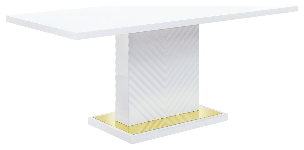 ACME Gaines Dining Table in White High Gloss Finish