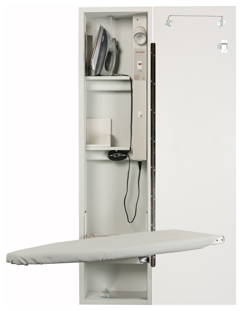 Universal Design Adjustable Swivel Electric Ironing Center, Raised White Door