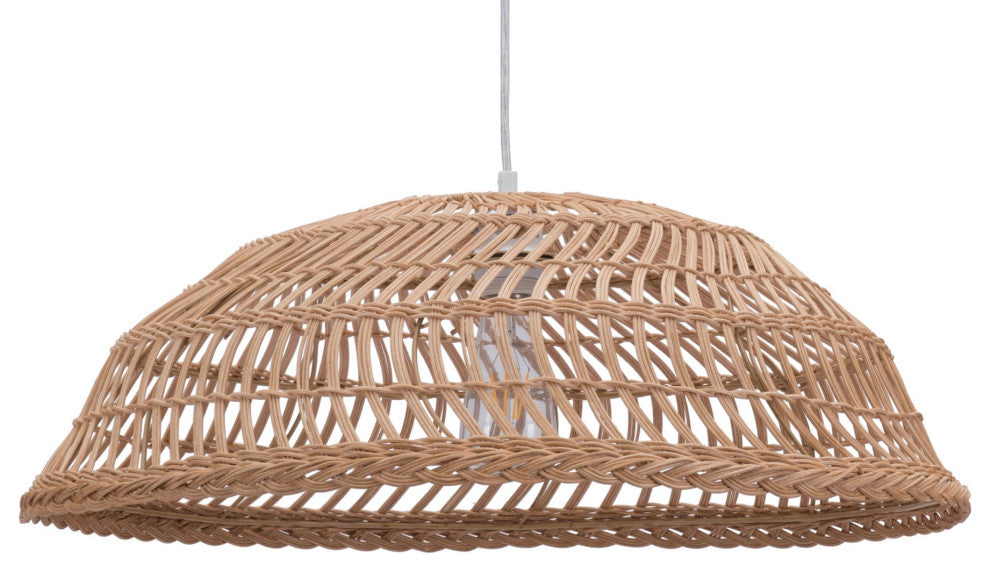 Pendant Ceiling Light Fixture, Steel Metal, Rattan, Natural, Lounge Cafe Lobby
