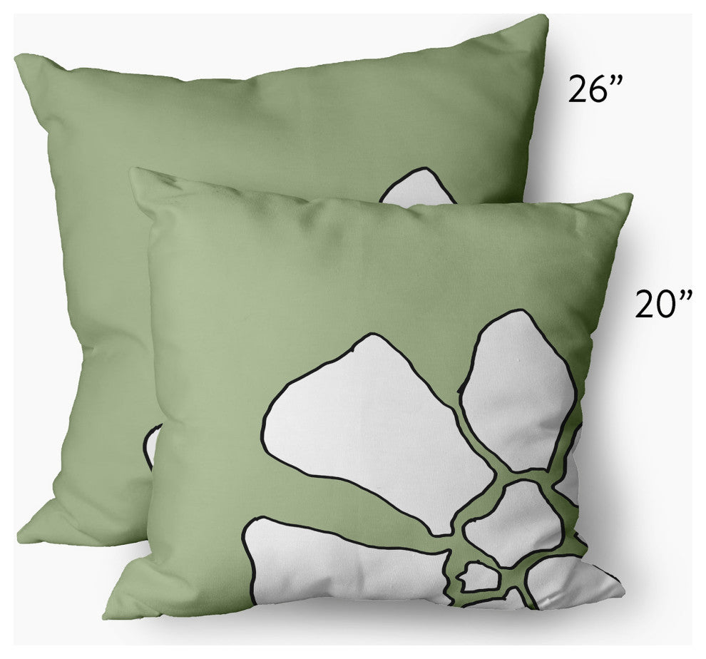 Petal Lines Decorative Throw Pillow, Green, 26x26"
