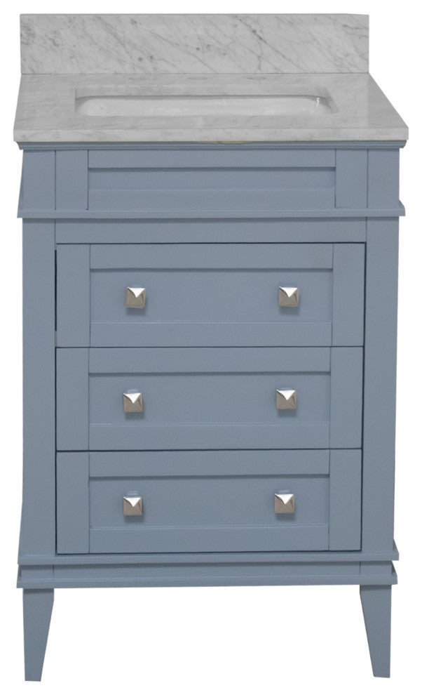 Eleanor 24" Bathroom Vanity, Powder Blue, Carrara Marble