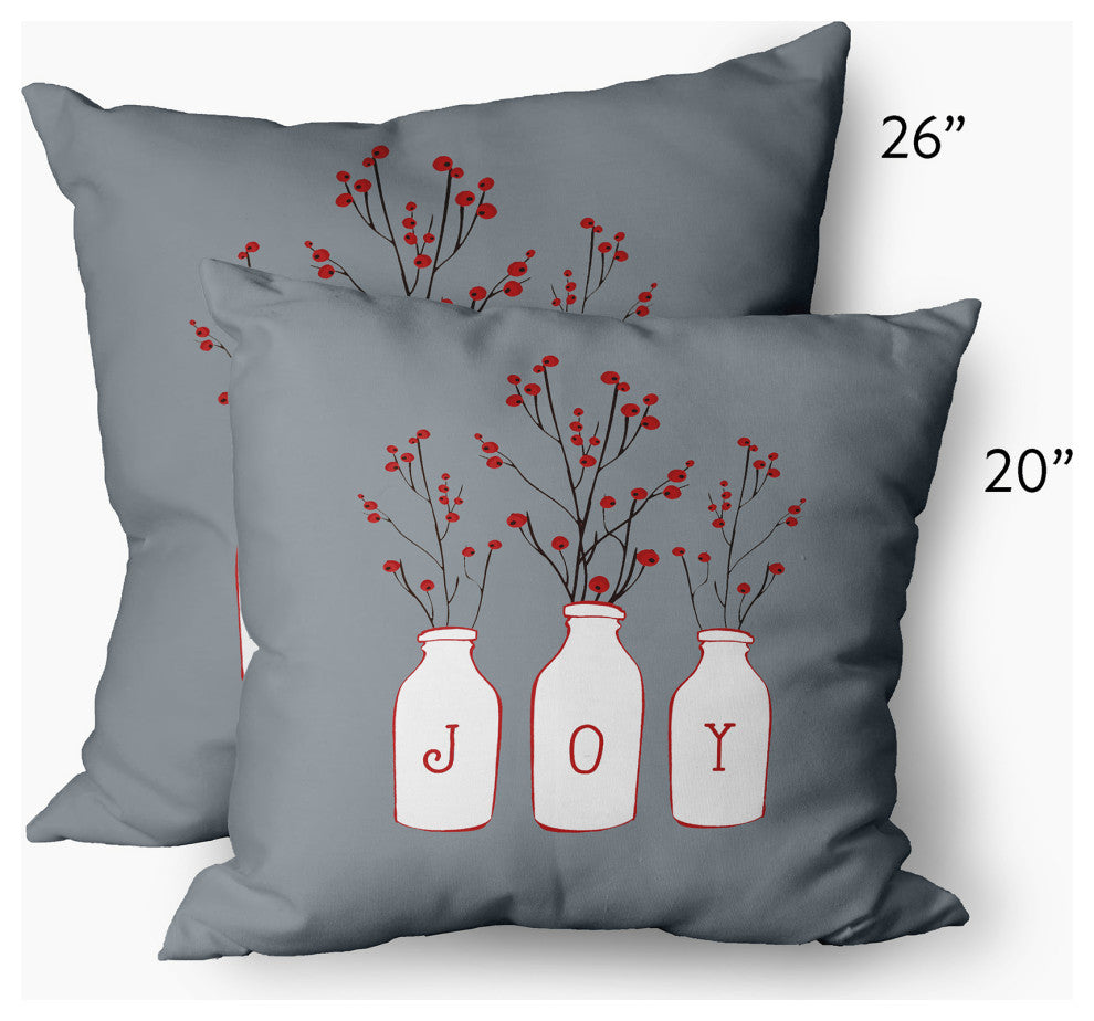 Joy Decorative Throw Pillow, Gray, 14"x20"