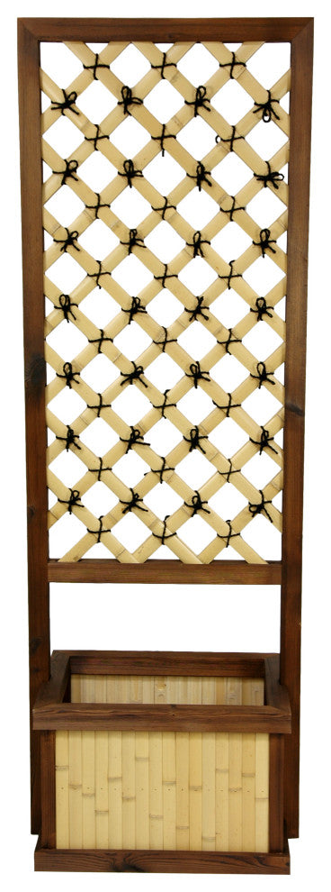 6' Tall Japanese Bamboo Trellis With Planter