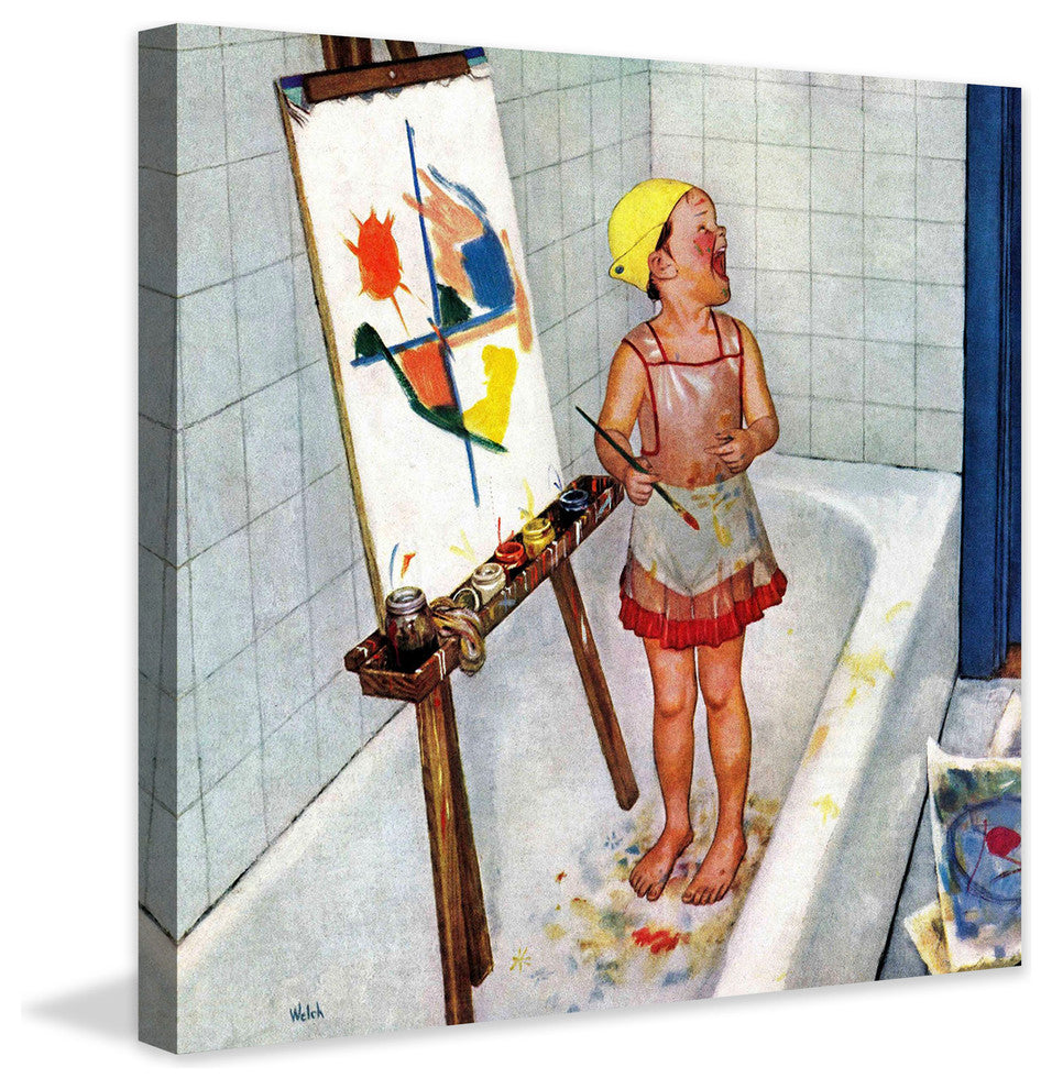 "Artist in the Bathtub" Painting Print on Canvas by Jack Welch