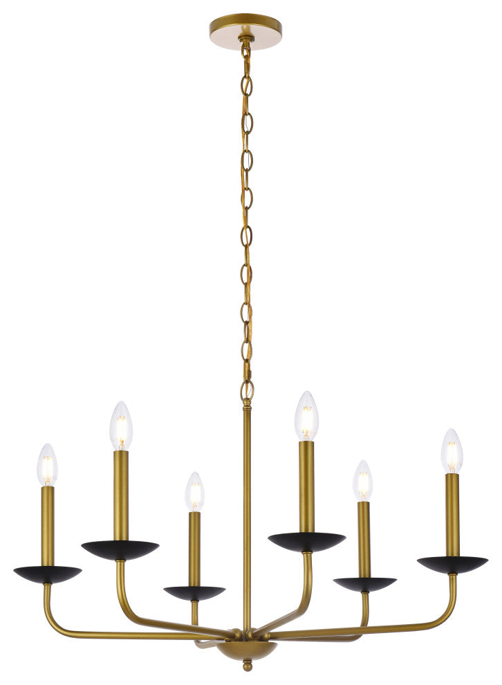 Chloe 30" Pendant, Black and Brass