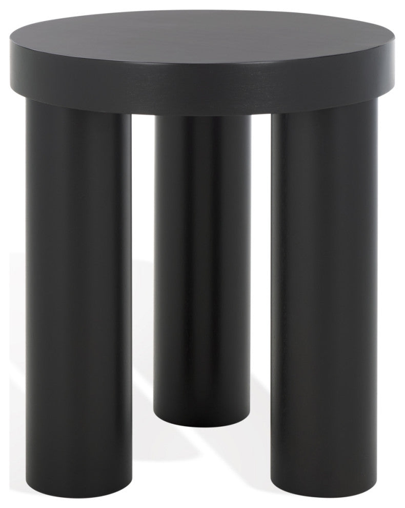 Safavieh Couture Bary Round 3 Leg Wood Accent Table, Black