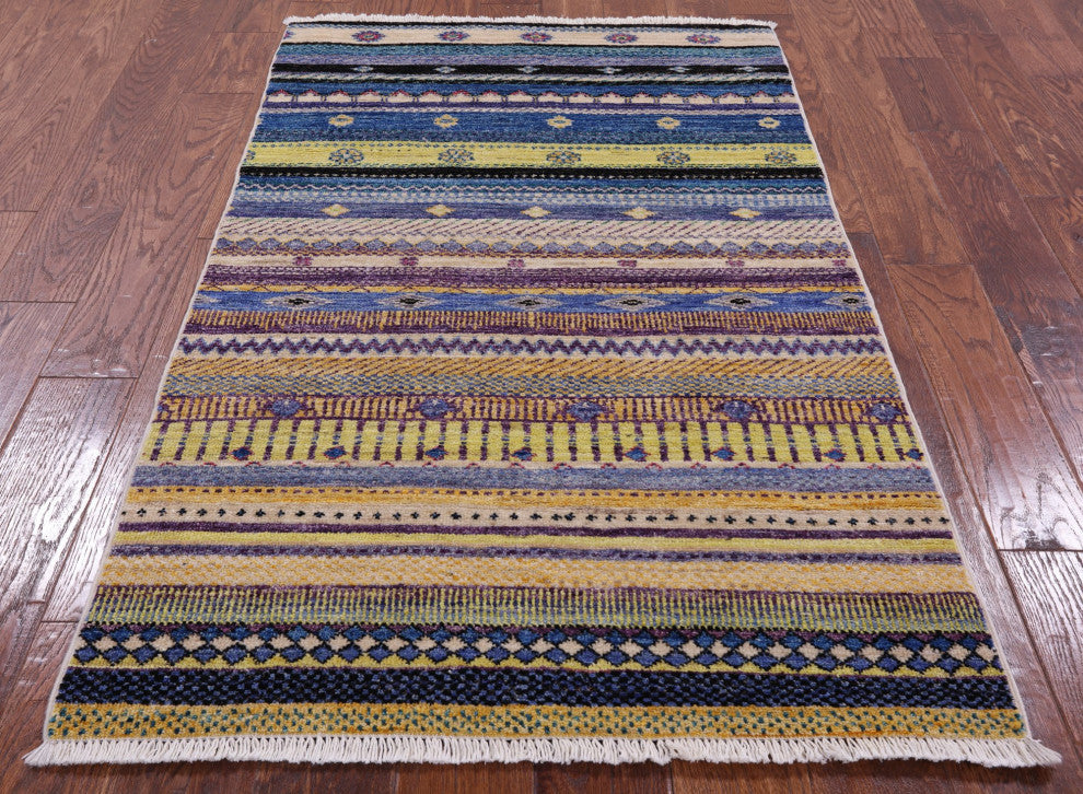3' 2" X 5' 3" Persian Gabbeh Hand Knotted Rug Q6779