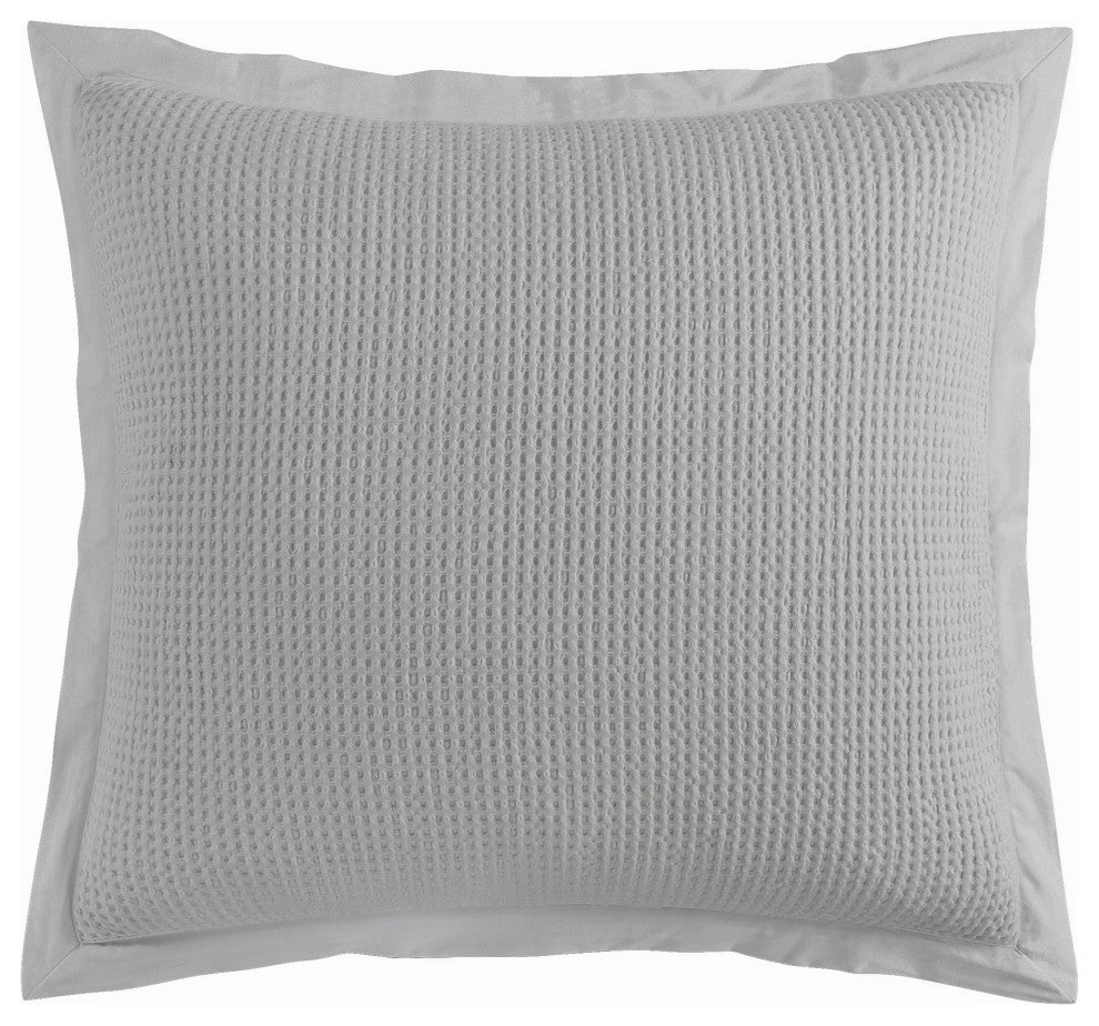 Stonewashed Cotton Waffle Weave Euro Sham, 27"x27", 1 Piece, Gray
