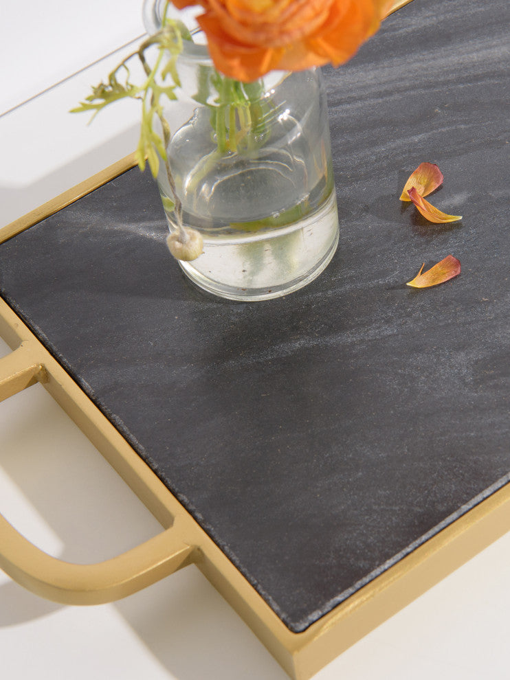 Marble and Metal Serving Tray