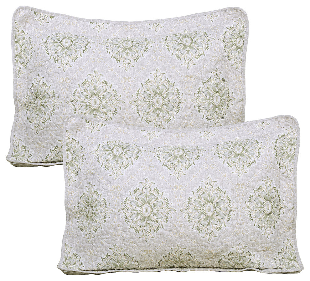 Bloom Medallion 5-Piece Printed Microfiber Quilt Set, Queen
