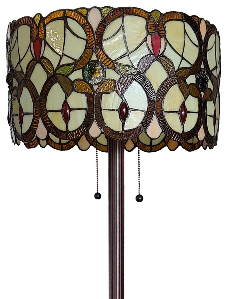 Tiffany Style 2 Light Drum Floor Lamp 63" Tall