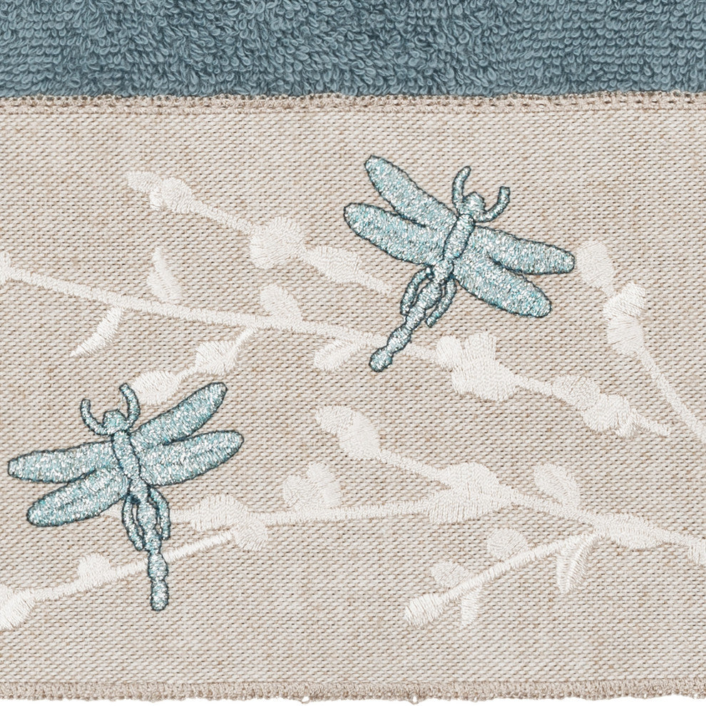 Linum Home Textiles Turkish Cotton Braelyn 3-Piece Embellished Towel Set, Teal