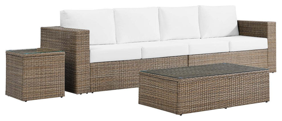 Convene Outdoor Patio Outdoor Patio 4-Piece Furniture Set, Cappuccino White