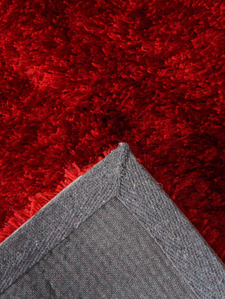 HAND TUFTED SHAG POLYESTER ECO-FRIENDLY AREA RUGS, Red Color, Solid Design