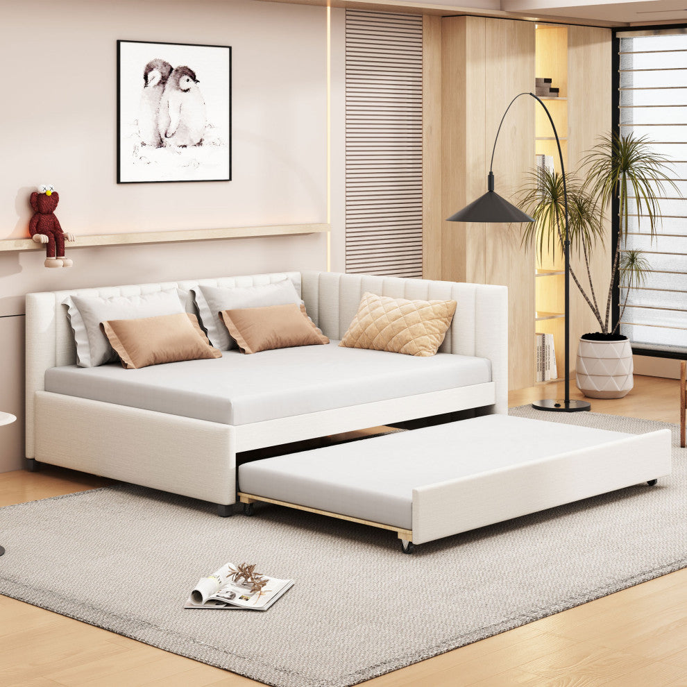 Gewnee Full Size Upholstered Daybed with Trundle