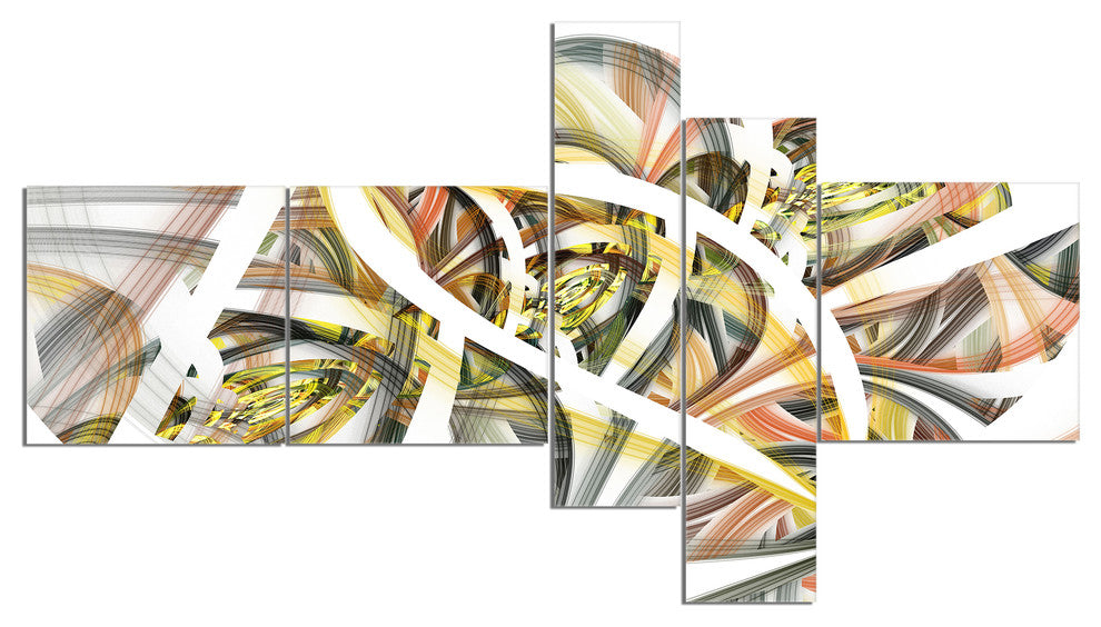 Symmetrical Spiral Fractal Flowers, Contemporary Canvas Print, 60"x32", 5 panels