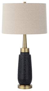 Uttermost Spyglass Black Wood Grain Table Lamp