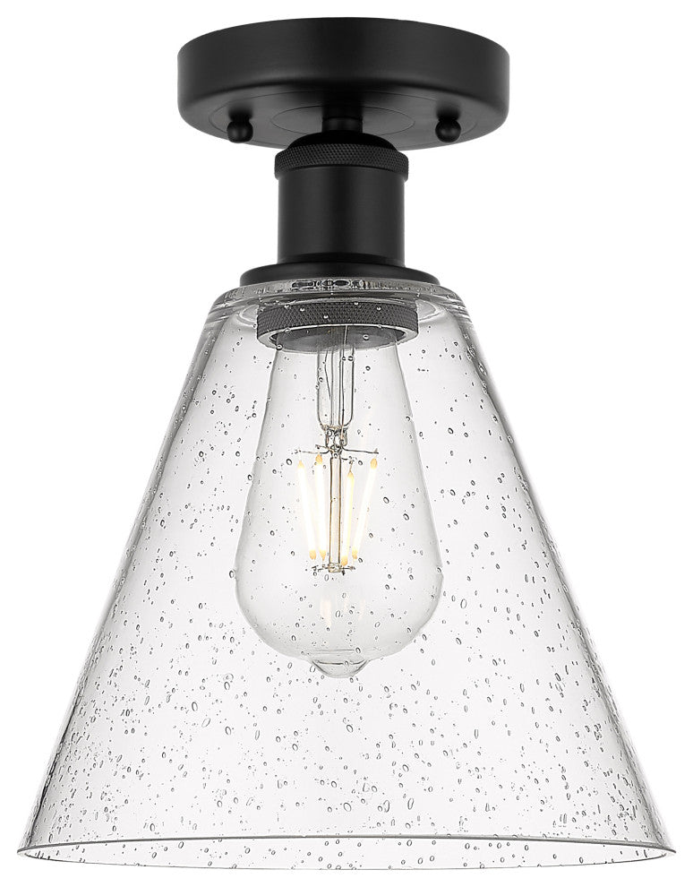 Innovations 616-1F-BK-GBC-84 Berkshire 1 Light Semi-Flush Mount, Matte Black