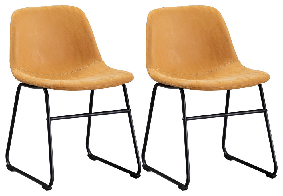 Home Beyond Synthetic Leather Dining Chairs Armless, Set of 2