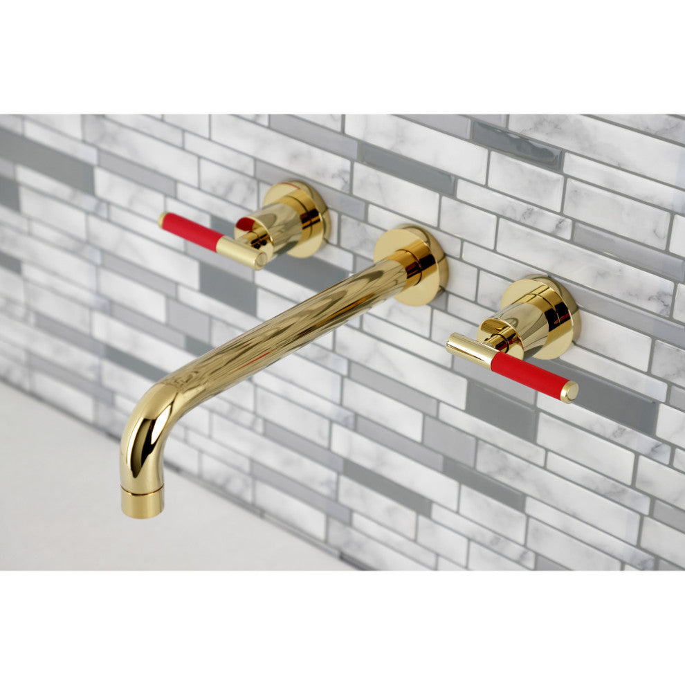 KS8022CKL Two-Handle Wall Mount Tub Faucet, Polished Brass