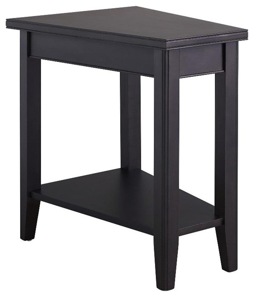 Leick Home 10502-BK Laurent Recliner Wood Wedge Table with Shelf in Black