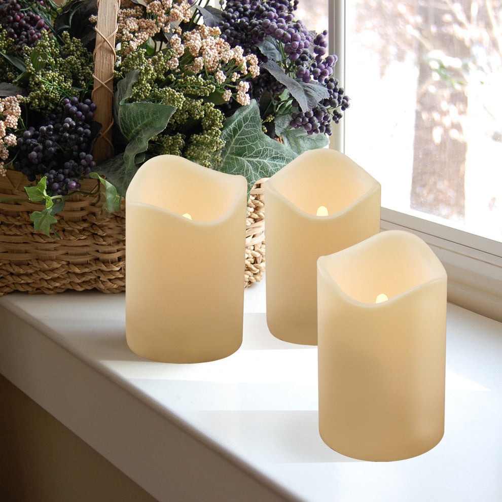 Battery Operated LED Pillar Candles, Set of 3