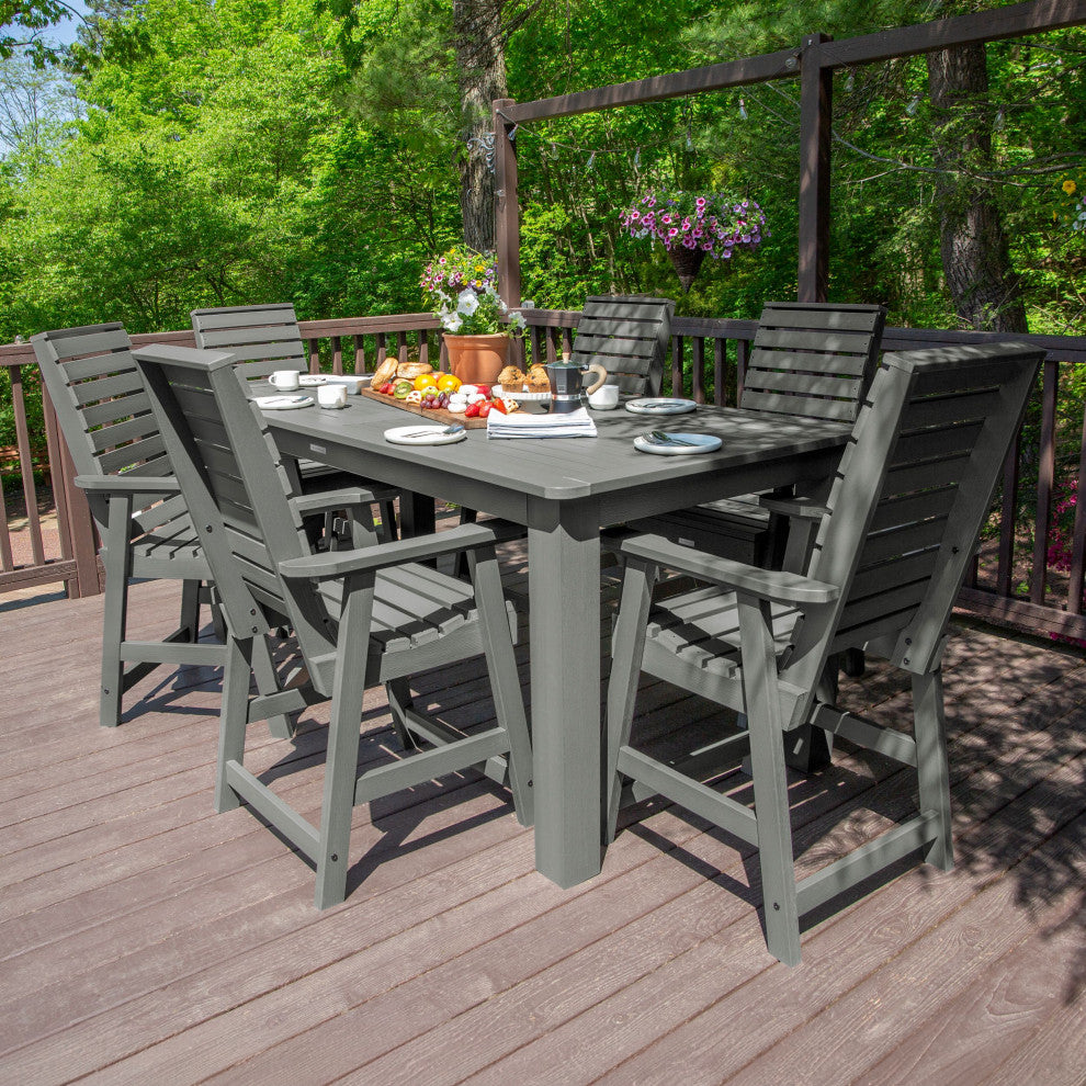 Weatherly 7-Piece Rectangle Counter-Height Dining Set, Coastal Teak