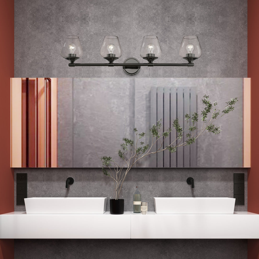 Willow 4 Light Black Chrome Vanity Sconce