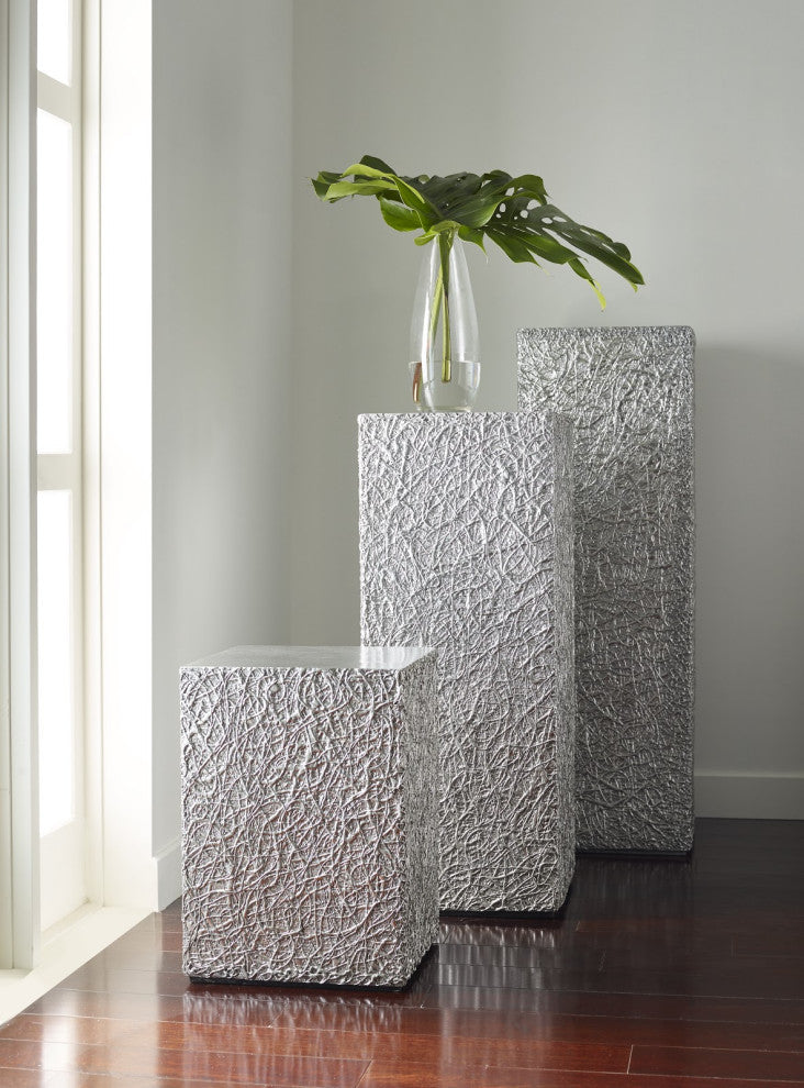 String Theory Pedestal, Silver Leaf, Large